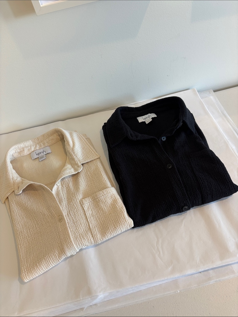 Kersh SET OF TWO Sleeveless Button-Front Collared cotton blend tops size medium